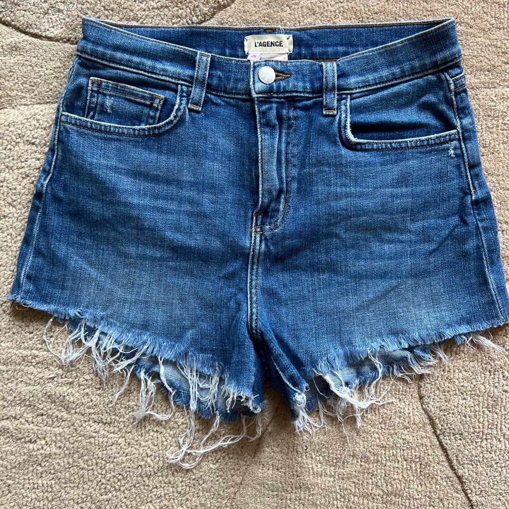 L'AGENCE Blue Denim Women's Shorts Size 26
